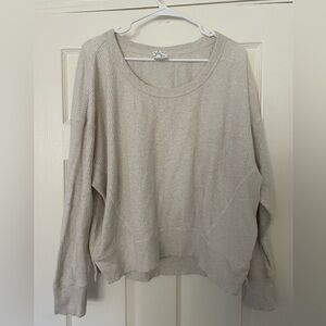 Aerie Offline Wow! Waffle Long Sleeve Shirt Cream Oversized Medium